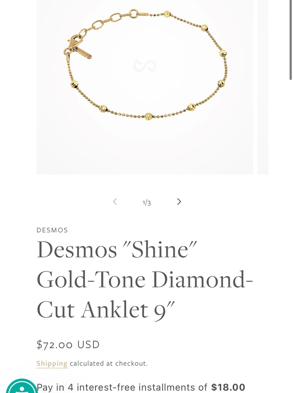 Desmos Gold Beaded Station Anklet - Women Jewelry - Picture 4 of 4